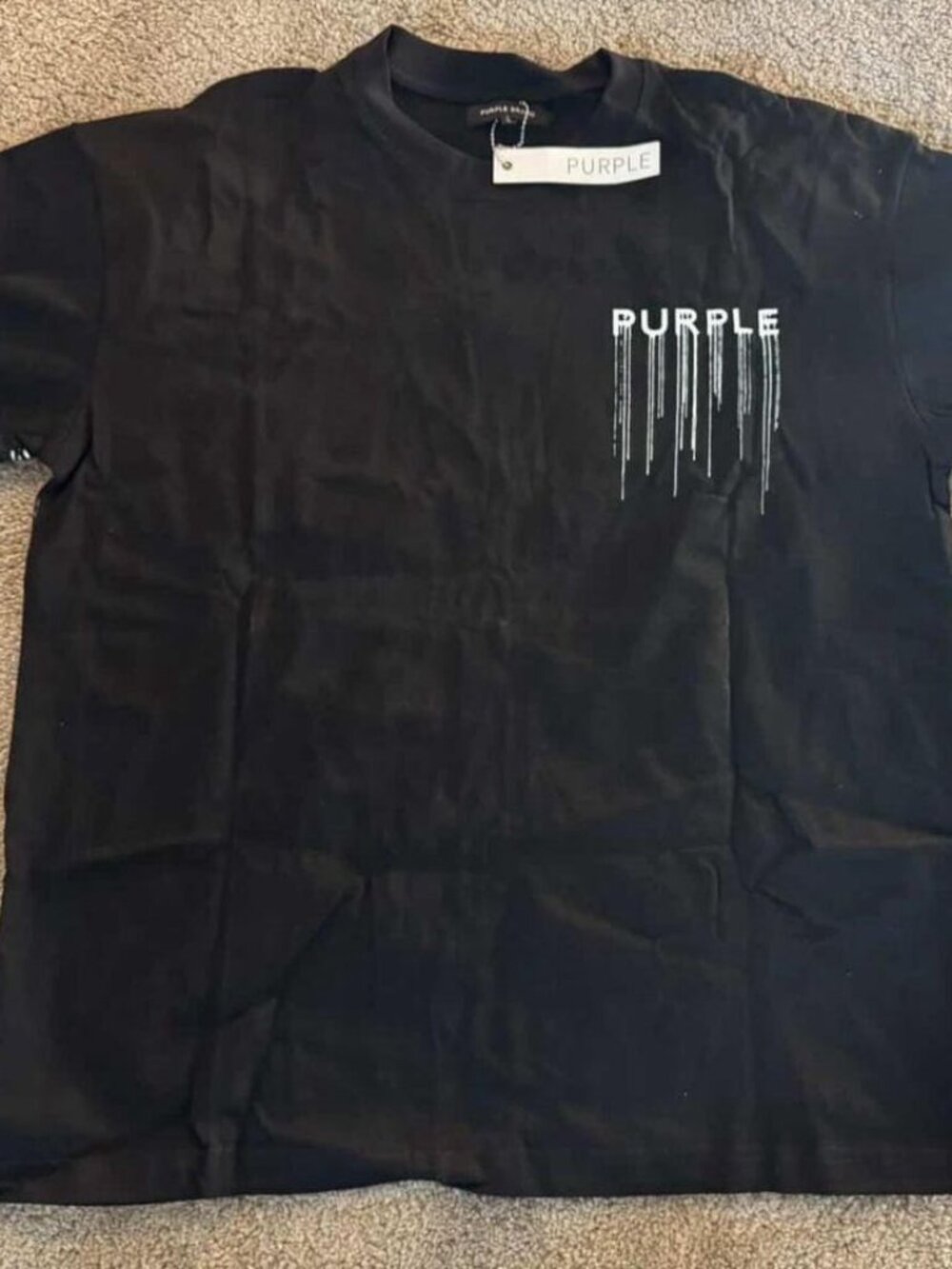 Purple Brand Drip Logo Graphic Tee Black Size L NWT